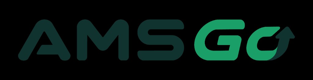AMS Go Logo horizontal – Teal/Grün auf Schwarz