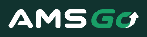 AMS Go Logo horizontal – Weiß/Grün auf Dunkelgrün